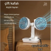 KESGİN MARKET® Masaüstü Dijital Ekranlı Çift Fanlı Led Işıklı Soğutucu Fan Ev Ofis Şarjlı Vantilatör