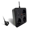 KESGİN MARKET® Akım Korumalı Anahtarlı Priz - 3x Priz - 2x Usb - 2x Type-c - 2 Mt Kablo Hızlı Şarj Özellikli Siyah