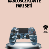 Bluetooth Kablosuz PS4 Gamepad Çift Motorlu Siyah Controller