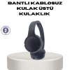 Bluetooth 5.0 Siyah Kablosuz Kulaklık 18 Saat Batarya Katlanabilir Tasarım