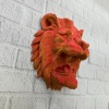 Dekoratif Asılabilir Aslan Başı 3D Duvar Heykeli Gold Red 20x21 cm
