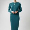 Kadın Hırka Elbise İkili Takım - Turkuaz