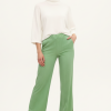 Mint Yeşili Krep Kumaş Yüksek Bel Bol Paça Kadın Pantolon