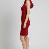 Kapüşonlu Kaşkorse Sıfır Kol Kırmızı Mini Elbise