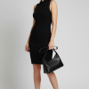Kapüşonlu Kaşkorse Sıfır Kol Siyah Mini Elbise