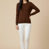 Kadın Kahverengi Triko Yuvarlak Yaka Kazak