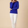 Kadın Viskon Bisiklet Yaka Koyu Mavi Bluz