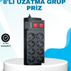 KESGİN MARKET®Isıya Dayanıklı Termal Akım Korumalı 8li Priz ve 3 USB Girişli Uzatma Kablosu