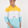 Üç Şardonlu Kapşonlu Parçalı Kanguru Cepli Erkek Günlük Sweatshirt