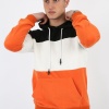 Üç Şardonlu Kapşonlu Parçalı Kanguru Cepli Erkek Günlük Sweatshirt