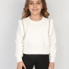 Üç İplik Şardonlu Omuz Detaylı Kız Çocuk Günlük Crop Sweatshirt