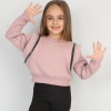 Üç İplik Şardonlu Omuz Detaylı Kız Çocuk Günlük Crop Sweatshirt
