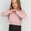 Üç İplik Şardonlu Omuz Detaylı Kız Çocuk Günlük Crop Sweatshirt