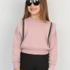 Üç İplik Şardonlu Omuz Detaylı Kız Çocuk Günlük Crop Sweatshirt