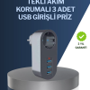 Çocuk Korumalı Termal Priz – 3lü Usb Şarj Ve Akım Koruması