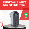 2500w Güç Destekli Akım Korumalı Priz – 3 Usb Çıkışlı