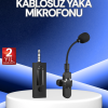 360° Kablosuz Yaka Mikrofonu – Gürültü Engelleme, 60m Menzil, Type-c Şarjlı