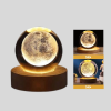 Ay Temalı Kristal Küre Gece Lambası Led Aydınlatmalı Premium Dekor