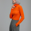 Kadın Turuncu Tam Boğazlı Fitilli Triko Kazak - Yumuşak Dokulu Esnek Örme Bluz