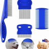 4lü Bit Pire Tarağı Set Kedi Köpek Evcil Hayvan Tüy Toplayıcı Mavi