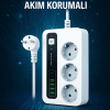P10 3x Priz 3000w Akım Korumalı 4x Usb 2x Type-c Girişli Çoklu Priz