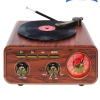 Nostaljik Tasarım Plak Çalar Görünümlü Radyolu Bluetooth Hoparlör Retro Müzik Plak