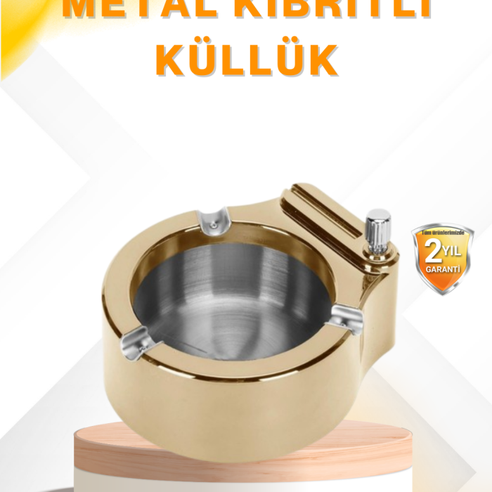 Çakmak Entegreli Küllük Yeniden Doldurulabilir Metal Gövde