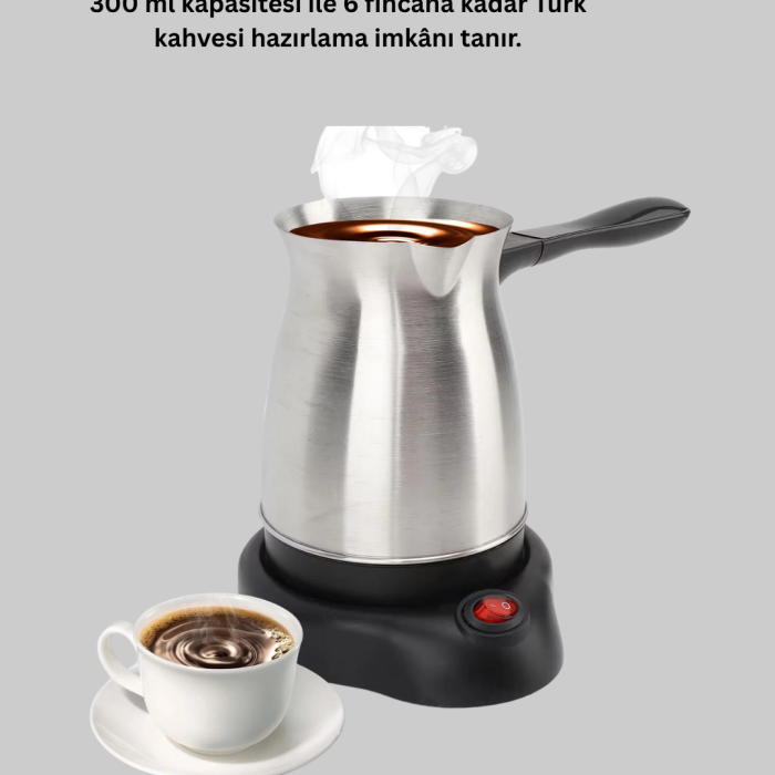 KESGİN MARKET ® Paslanmaz Çelik Elektrikli Cezve 800W 6 Fincan Kapasiteli