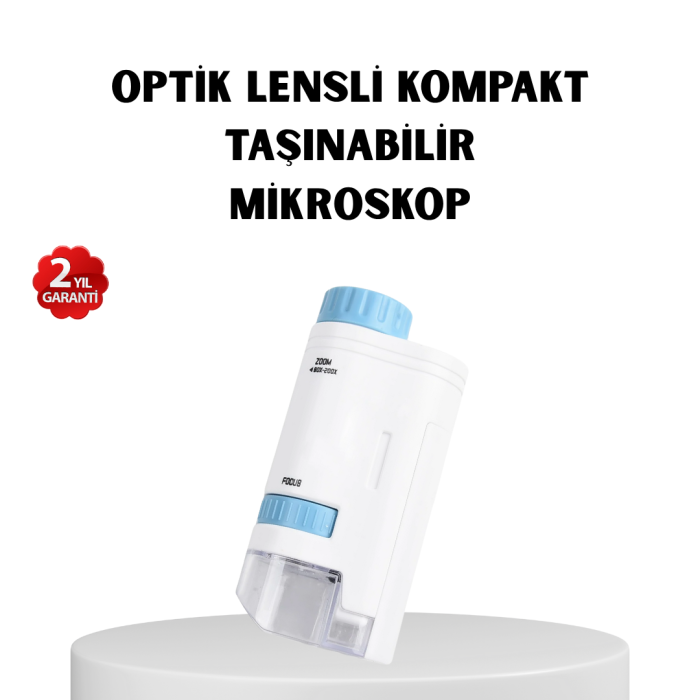 KESGİN MARKET ® LED Işıklı Mikroskop 80X–200X Zoom Eğitici Bilim Seti ve Taşınabilir