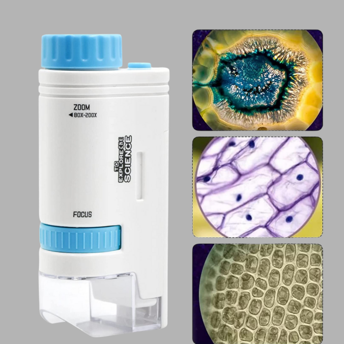 KESGİN MARKET ® LED Işıklı Mikroskop 80X–200X Zoom Eğitici Bilim Seti ve Taşınabilir