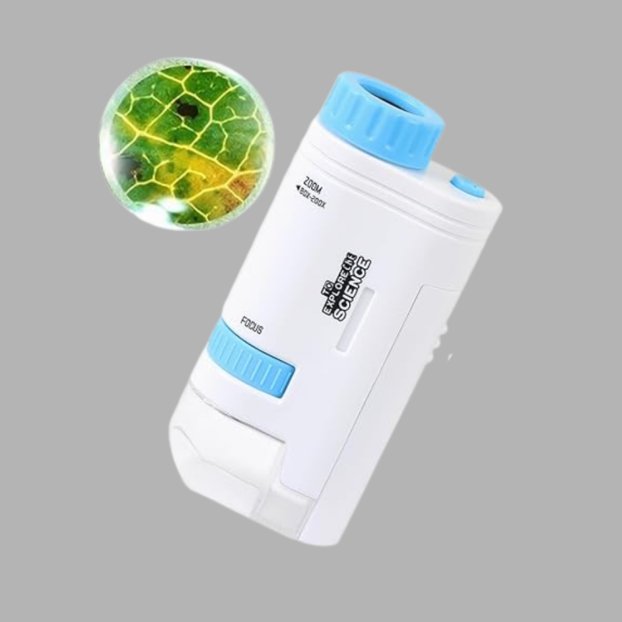 KESGİN MARKET ® Taşınabilir Mini Mikroskop LED Işıklı 80X–200X Büyütmeli ve Odak Ayarlı