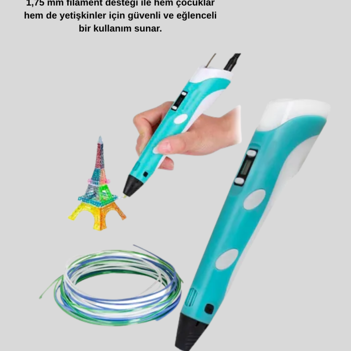 KESGİN MARKET ® 3D Kalem Ergonomik ve 1.75 mm Filament Destekli FDM Yazıcı Kalemi
