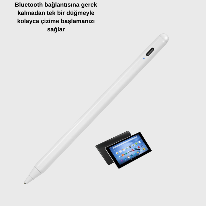 KESGİN MARKET ® Type-C Şarjlı Dokunmatik Kalem – iPad, iPhone ve Android Uyumlu, Sessiz Çalışan