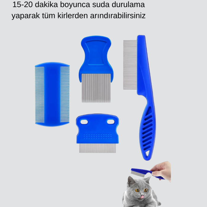 KESGİN MARKET ® 4’lü Kedi Köpek Tüy Temizleme Seti – Paslanmaz Çelik,Ergonomik ve Uzun Ömürlü