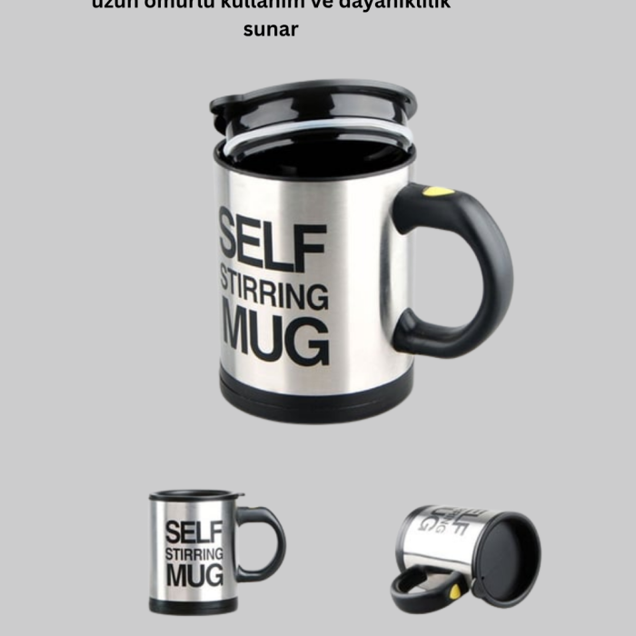 KESGİN MARKET ® Paslanmaz Çelik Kendi Kendini Karıştıran Akıllı Kupa – Isı Yalıtımlı