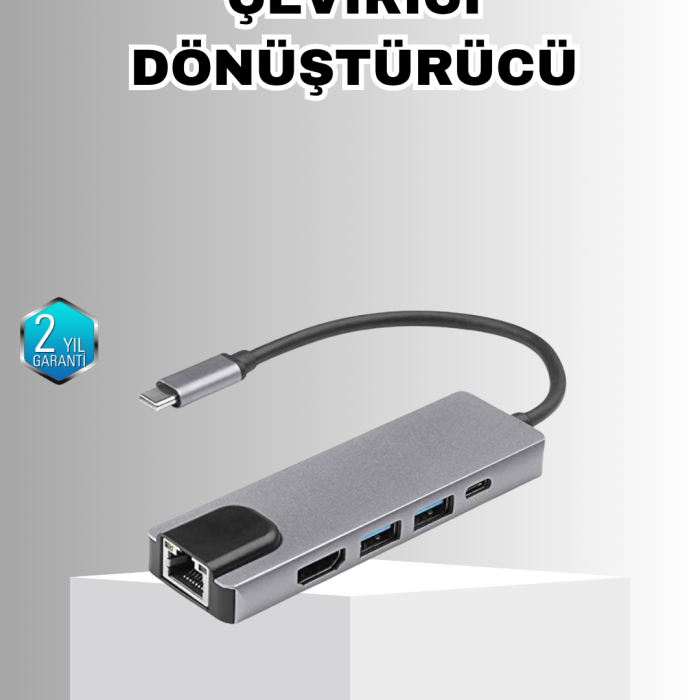 KESGİN MARKET ® Alüminyum Kasalı MacBook USB-C Hub – 4K HDMI, USB 3.0, SD/TF Kart Girişi, PD Şarj Desteği