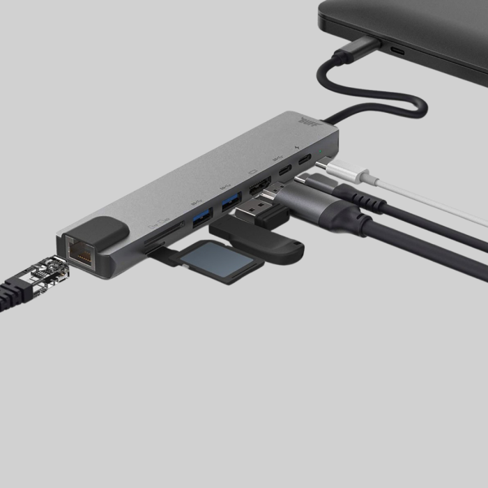 KESGİN MARKET ® Alüminyum Kasalı MacBook USB-C Hub – 4K HDMI, USB 3.0, SD/TF Kart Girişi, PD Şarj Desteği