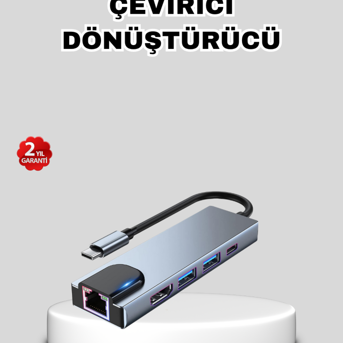 KESGİN MARKET ® Type-C Çoklu Dönüştürücü – Alüminyum Gövde, Hızlı Veri Aktarımı ve Şarj Desteği