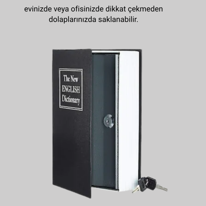 KESGİN MARKET ® Sözlük Görünümlü Gizli Kitap Kasa – Anahtarlı Metal İç Kasa, Kompakt Boyut, Şık ve Güvenli Tasarım