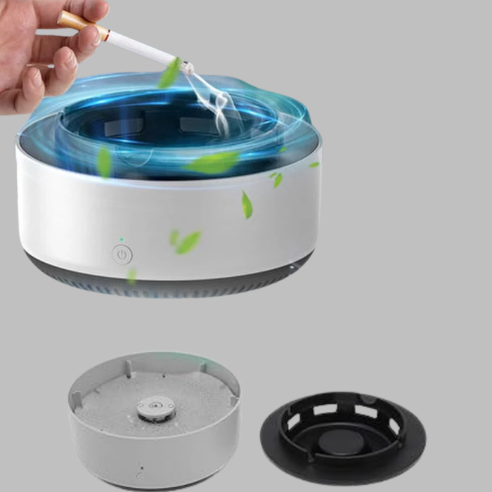 KESGİN MARKET ® Sigara Dumanı ve Koku Giderici Hava Temizleyici Küllük – 2 Katmanlı Filtreli, USB Şarjlı