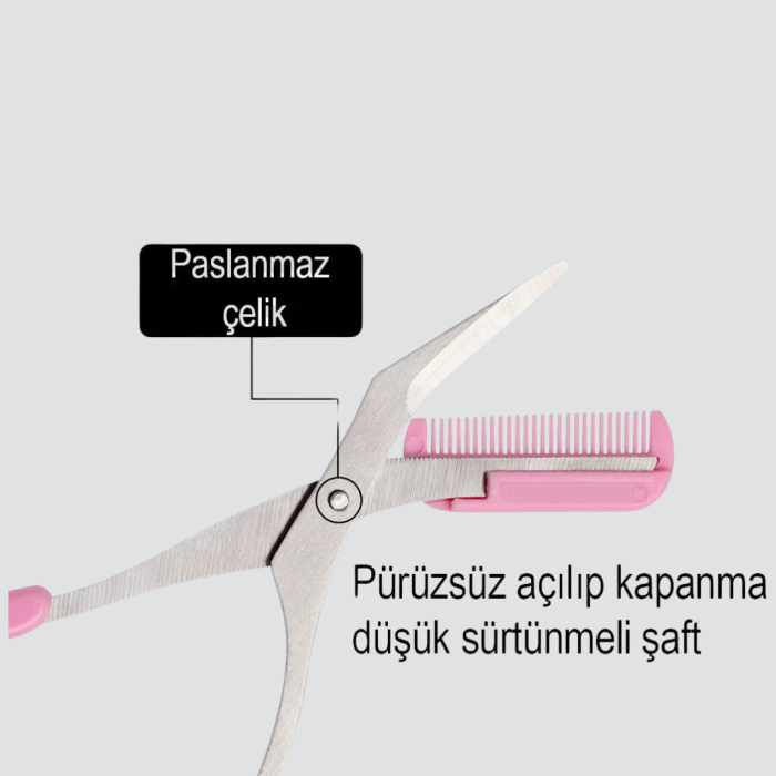 KESGİN MARKET ® Profesyonel Taraklı Kaş Makası – Evde ve Salon Kullanımına Uygun