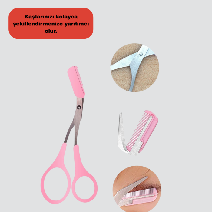 KESGİN MARKET ® Taraklı Kaş Düzeltme Makası – Hassas Şekillendirme ve Kolay Kullanım