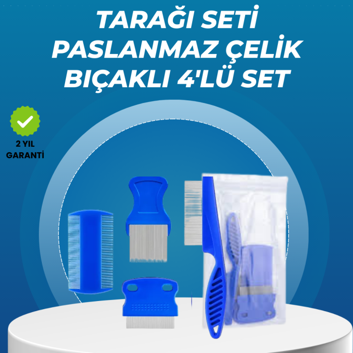 KESGİN MARKET ® Kedi, Köpek ve Küçük Hayvanlar İçin 4 Parça Ergonomik Tarak Takımı