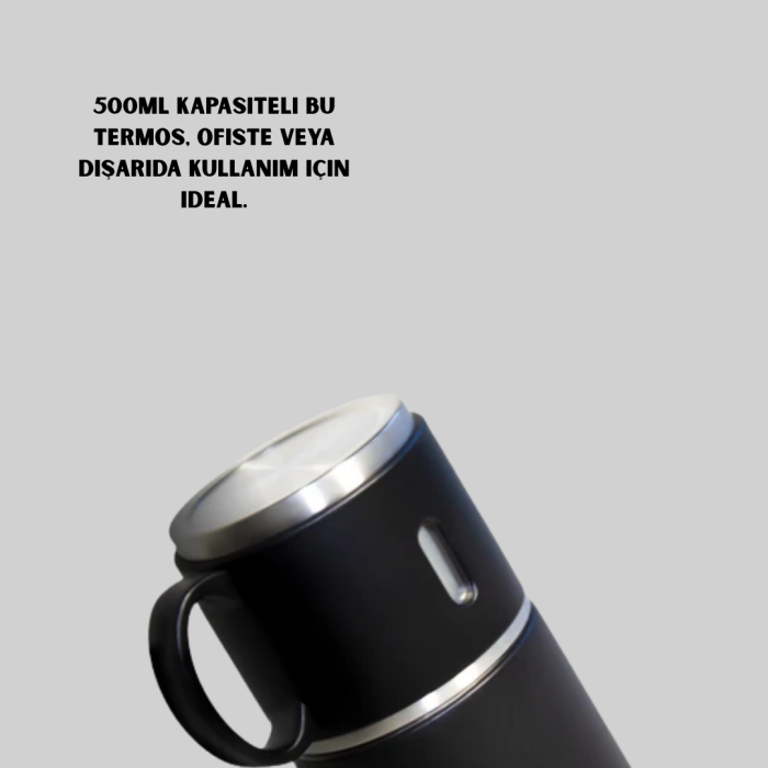 KESGİN MARKET ® Çelik Termos Bardak Seti | 500 ml Kapasite, Kaymaz Taban, Hediye Kutulu
