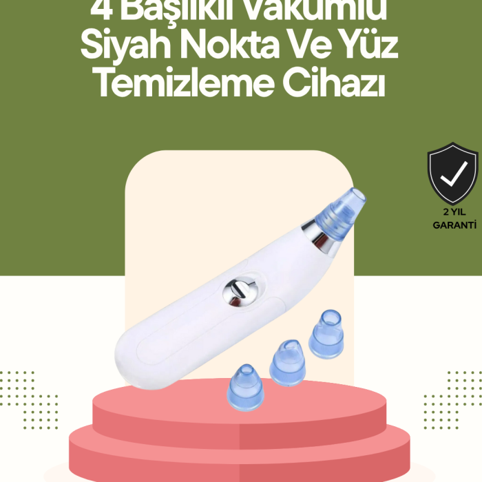 KESGİN MARKET ® USB Destekli 4 Başlıklı Siyah Nokta Vakum Cihazı – Gözenek Temizleyici ve Cilt Yenileyici Bakım Aleti