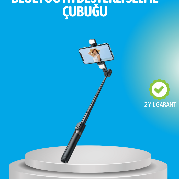 KESGİN MARKET ® Bluetooth Işıklı Uzaktan Kumandalı Selfie Çubuğu – 130 cm Yükseklik