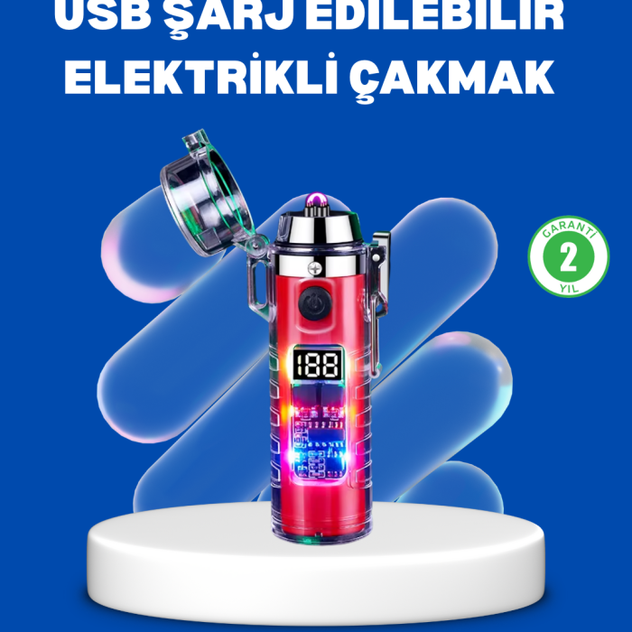 KESGİN MARKET ® Çok Fonksiyonlu Şarjlı LED Fenerli USB Çakmak