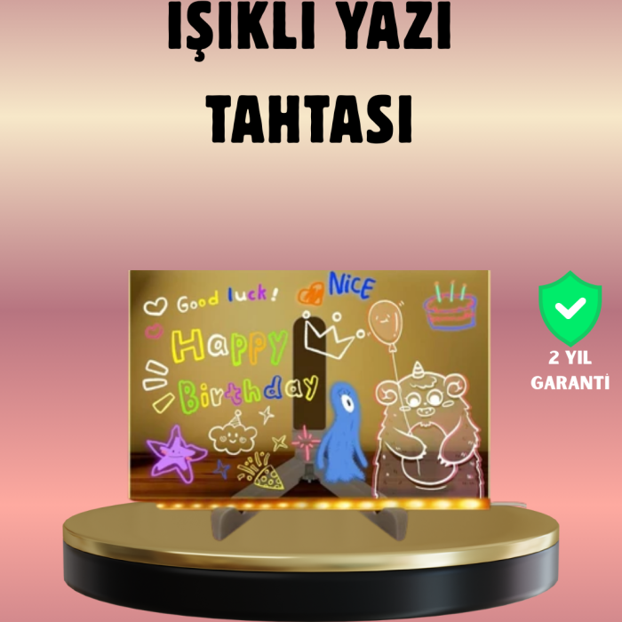 KESGİN MARKET ® USB Bağlantılı LED Akrilik Çizim ve Not Tahtası