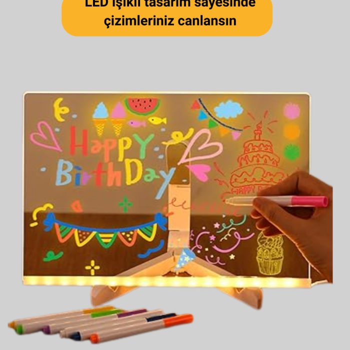 KESGİN MARKET ® Silinebilir LED Mesaj Tahtası 7 Renkli Kalem Dahil