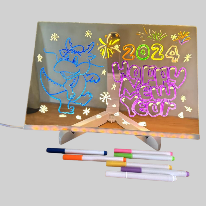 KESGİN MARKET ® LED Işıklı Akrilik Yazı Tahtası Renkli Kalem Setiyle